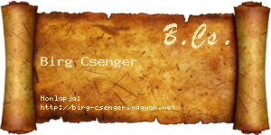 Birg Csenger névjegykártya